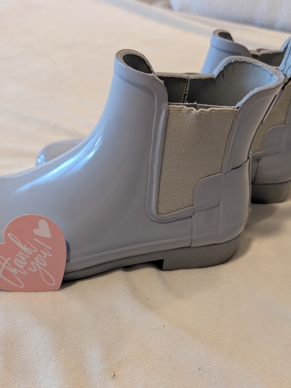 Hunter Glossy Light Gray Chelsea Rain Boots for Women